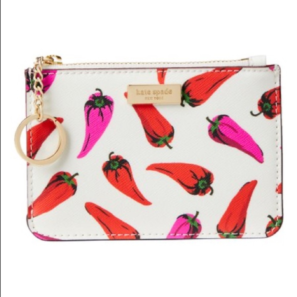 Kate Spade Chili Pepper card case ring. NWT